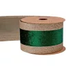 Sötétzöld bársony szalag csillogó szélekkel, drótos szegéllyel 63mm x 5m #2