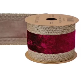   Bordó bársony szalag csillogó szélekkel, drótos szegéllyel 63mm x 5m