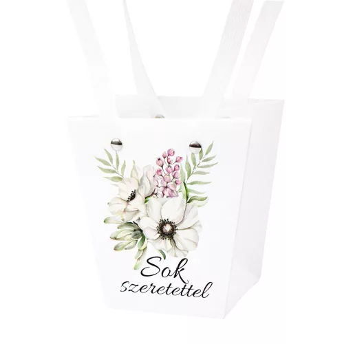 10 pcs. "Sok szeretettel" Flower Bag 12(h) x 8(w) x 12.5(d) cm