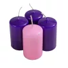 Adventi henger gyertya készlet, 7 x 4cm - Lakk 3 sötétlila, 1 rózsaszín