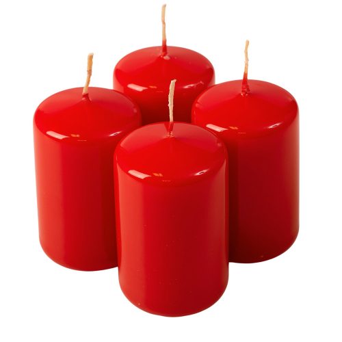 Adventi henger gyertya készlet, 7 x 4cm - Lakk piros