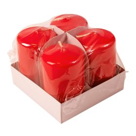 Adventi henger gyertya készlet, 7 x 4cm - Lakk piros