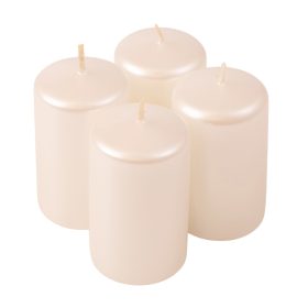   Adventi henger gyertya készlet, 7 x 4cm - Metál gyöngyház fehér