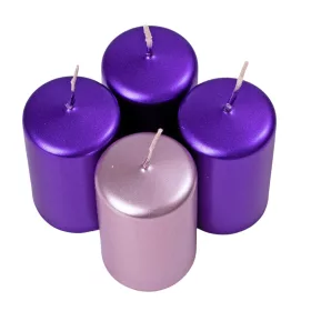   Adventi henger gyertya készlet, 7 x 4cm - Metál 3 sötétlila, 1 rózsaszín
