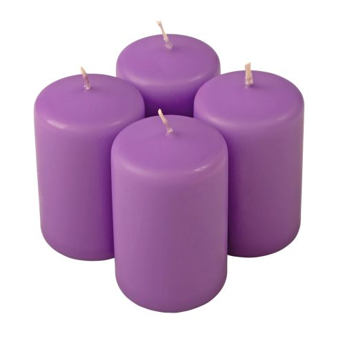 Adventi henger gyertya készlet, 7 x 4cm - Matt lila