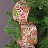 Gingerbread Christmas ribbon with wire edge 64mm x 6.4m - Nature