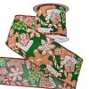 Gingerbread Christmas ribbon with wire edge 64mm x 6.4m - Green