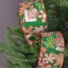 Gingerbread Christmas ribbon with wire edge 64mm x 6.4m - Green