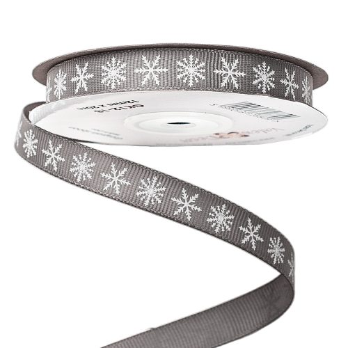 Snowflake grosgrain ribbon 12mm x 20m - Gray