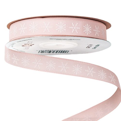 Snowflake grosgrain ribbon 12mm x 20m - Light Pink