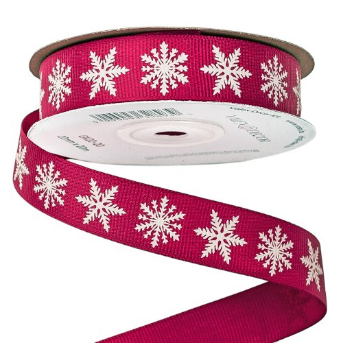 Snowflake grosgrain ribbon 20mm x 20m - Burgundy