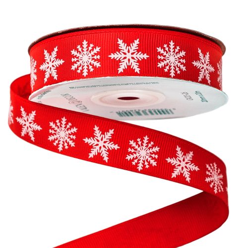 Snowflake grosgrain ribbon 20mm x 20m - Red