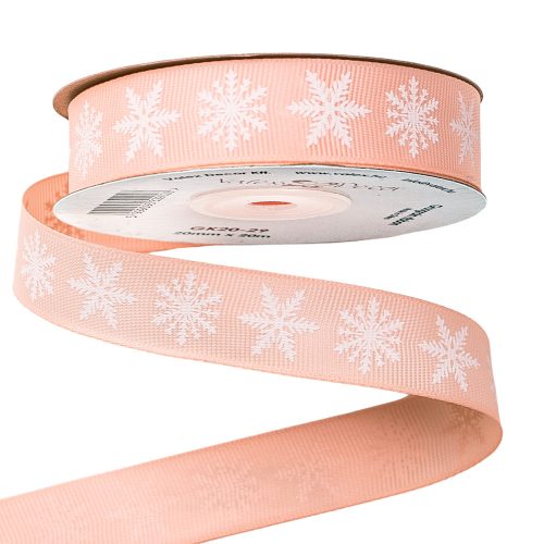 Snowflake grosgrain ribbon 20mm x 20m - Peach