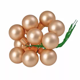 Glass Bauble Pick, Matte Champagne, 2cm, 12-Piece Bundle