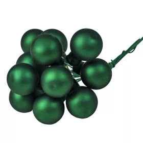 Glass Bauble Pick, Matte Dark Green, 2cm, 12pcs Bundle
