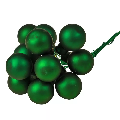 Glass Bauble Pick, Matte Dark Green, 2cm, 12pcs Bundle