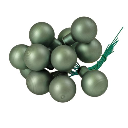 Üveggömb pick, matt zöld, 2cm-es, 12 db-os köteg