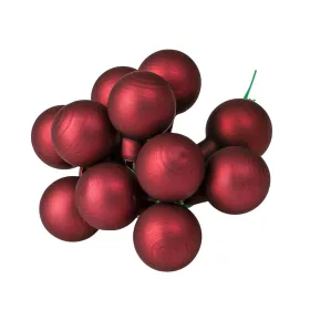 Glass Bauble Pick, Matte Burgundy, 2cm, 12pcs Bundle