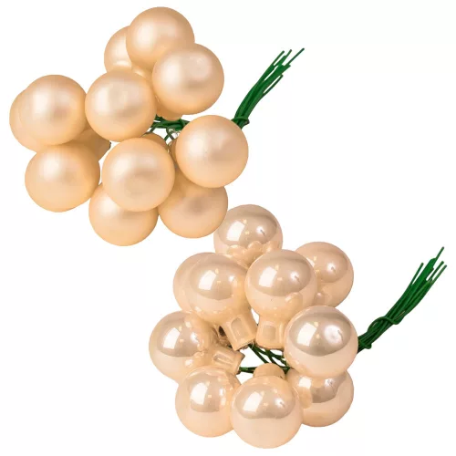 Üveggömb pick, 2cm-es, 12 köteges mix doboz - Krém