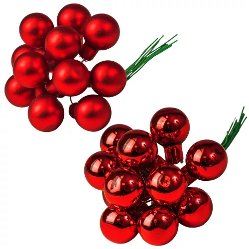 Glass Bauble Picks, Mixed Pack - Red