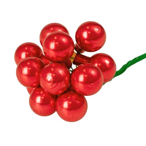 Üveggömb pick, gyöngyház piros, 2cm-es, 12 db-os köteg