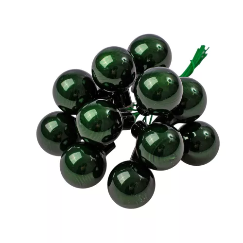 Glass Bauble Pick, Pearlescent Dark Green, 2cm, 12pcs Bundle