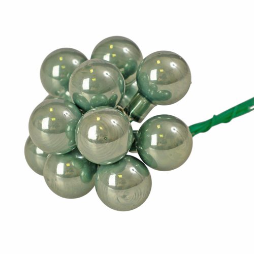 Üveggömb pick, gyöngyház zöld, 2cm-es, 12 db-os köteg