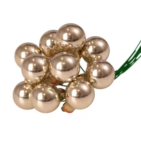 Glass Bauble Pick, Glossy Champagne, 2cm, 12-Piece Bundle
