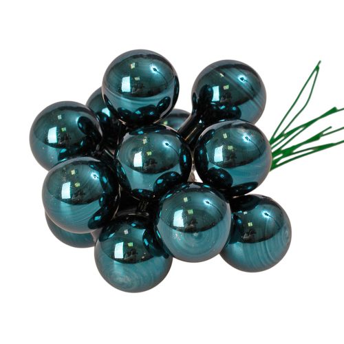 Üveggömb pick, fényes kék, 2cm-es, 12 db-os köteg