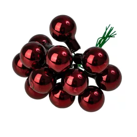 Glass Bauble Pick, Glossy Burgundy, 2cm, 12pcs Bundle