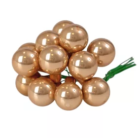 Glass Bauble Pick, Glossy Gold Brown, 2cm, 12-Piece Bundle