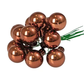 Glass Bauble Pick, Glossy Brown, 2cm, 12-Piece Bundle