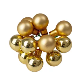   Glass Bauble Pick, Matte and Glossy Gold Mix, 2cm, 12pcs Bundle