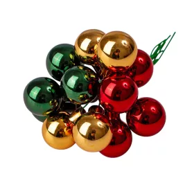   Glass Bauble Pick, Red, Green and Gold Mix, 2cm, 12pcs Bundle