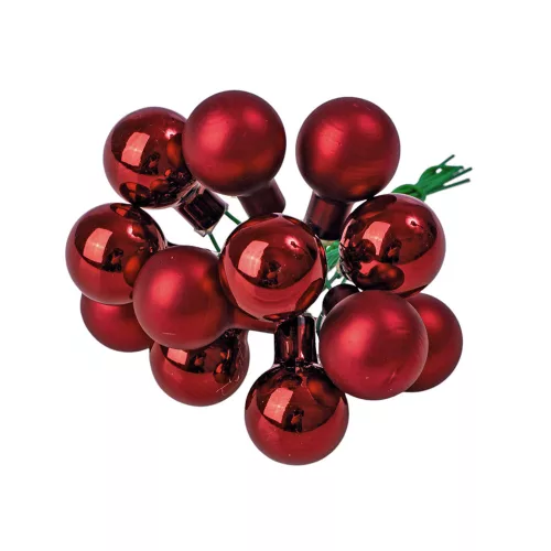 Glass Bauble Pick, Wine Red Mix, 2cm, 12pcs Bundle