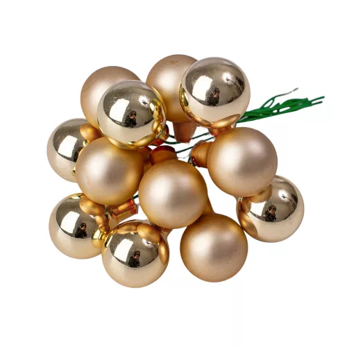 Glass Bauble Pick, Champagne Mix, 2cm, 12pcs Bundle