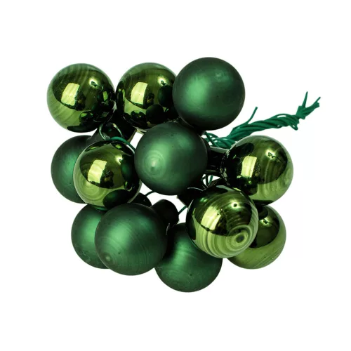 Glass Bauble Pick, Dark Green Mix, 2cm, 12pcs Bundle