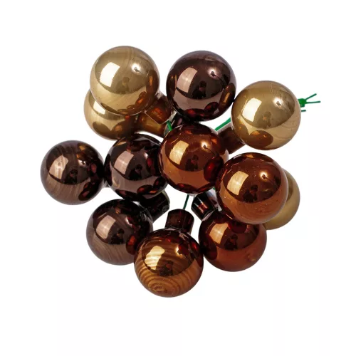 Glass Bauble Pick, Glossy Brown Mix, 2cm, 12pcs Bundle