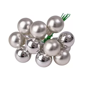 Glass Bauble Pick, Silver Mix, 2cm, 12pcs Bundle