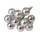 Glass Bauble Pick, Silver Mix, 2cm, 12pcs Bundle