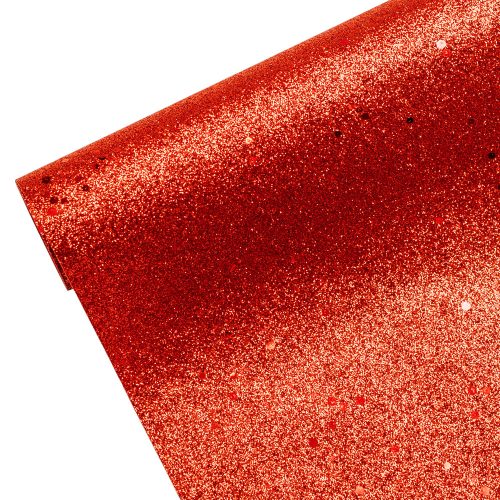 Glittery Christmas table runner, centerpiece 28cm x 2.7m - Red