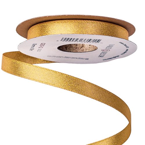 Glittering satin ribbon 10mm x 10m - Gold