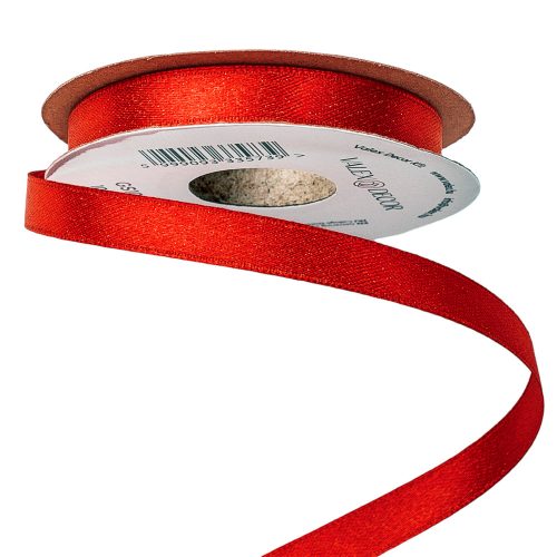 Glittering satin ribbon 10mm x 10m - Red