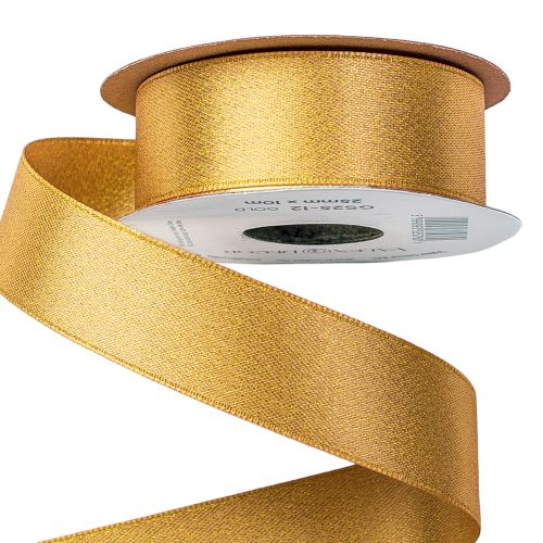 Glittering satin ribbon 25mm x 10m - Gold