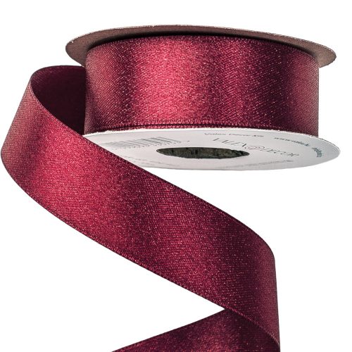 Glittering satin ribbon 25mm x 10m - Wine red