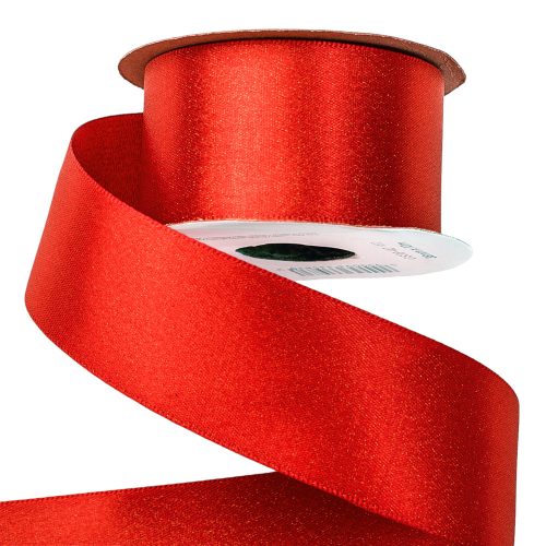 Glittering satin ribbon 38mm x 10m - Red