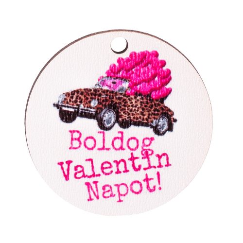 5db. "Boldog Valentin Napot!" feliratos autós dekor tábla 5cm