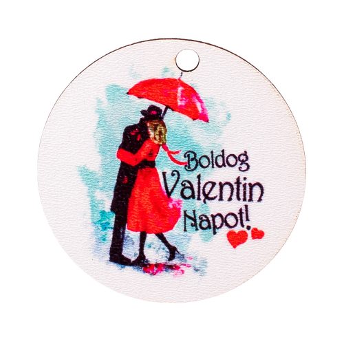 5db. "Boldog Valentin Napot!" feliratos, ramantikus dekor tábla 5cm