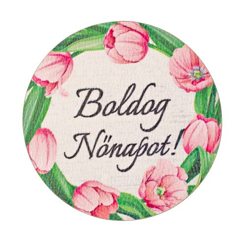 Decorative Plaque Set 5pcs. with "Boldog Nőnapot!" Text, 5cm
