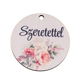5db. "Szeretettel" feliratos dekor fa tábla 5cm